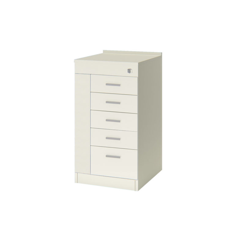 Cajonera Rodante 5C con puerta lateral Ecco Color: Blanco
