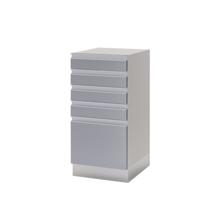 Cajonera Bajomesada 5 cajones perfil MC18 Aluminio Color: Gris Aluminio - 43x50x875cm
