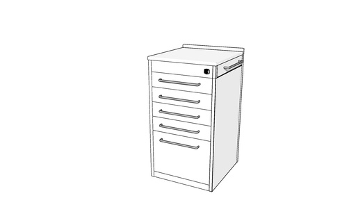 [FCCR43B] Cajonera Rodante 5C  Lacada c/bandeja lateral Cronos - 43x48x78cm - FCCR43B
