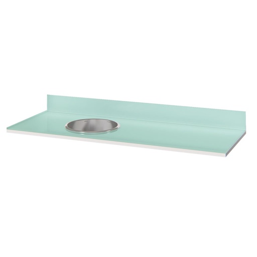 Mesada Vidrio OxiWhite + bacha Hasta 195cm .