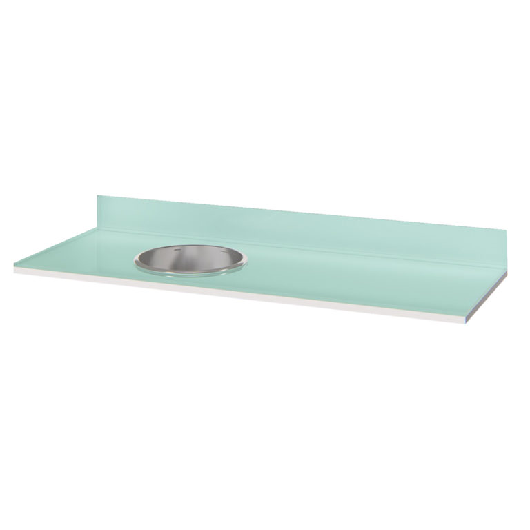 [148cm - I] Mesada Vidrio OxiWhite + bacha Hasta 148cm