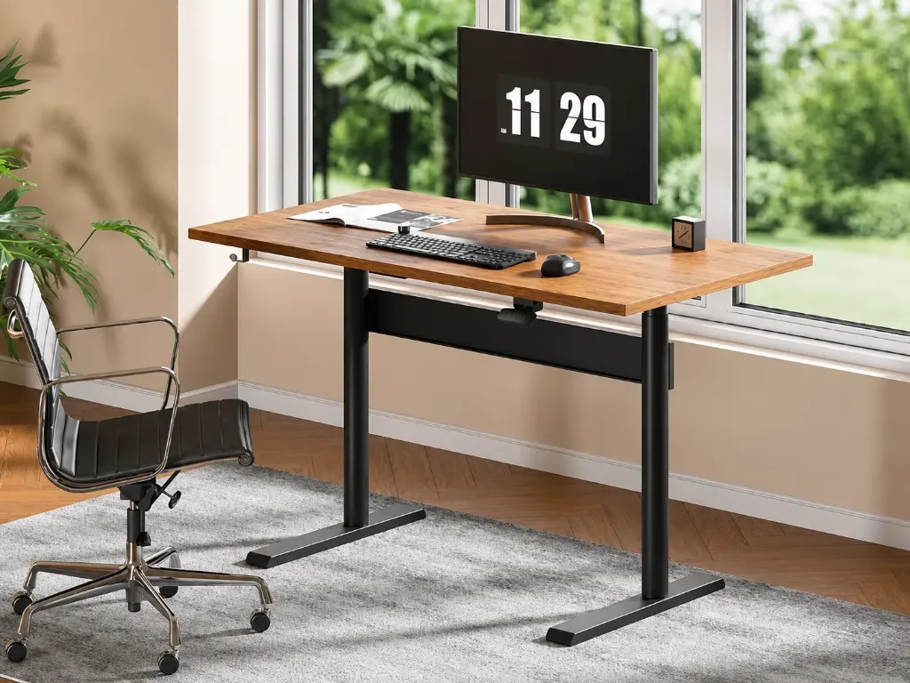 Escritorio elevable neumático (Negro, 1m)